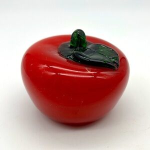 Red Apple Vintage Murano Style Art Glass Hand Blown Vegetable Fruit